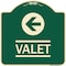 Signmission Designer Series Valet Left Arrow, Green & Tan Heavy-Gauge Aluminum Sign, 18" x 18", G-1818-22771 A-DES-G-1818-22771 - alternate 1